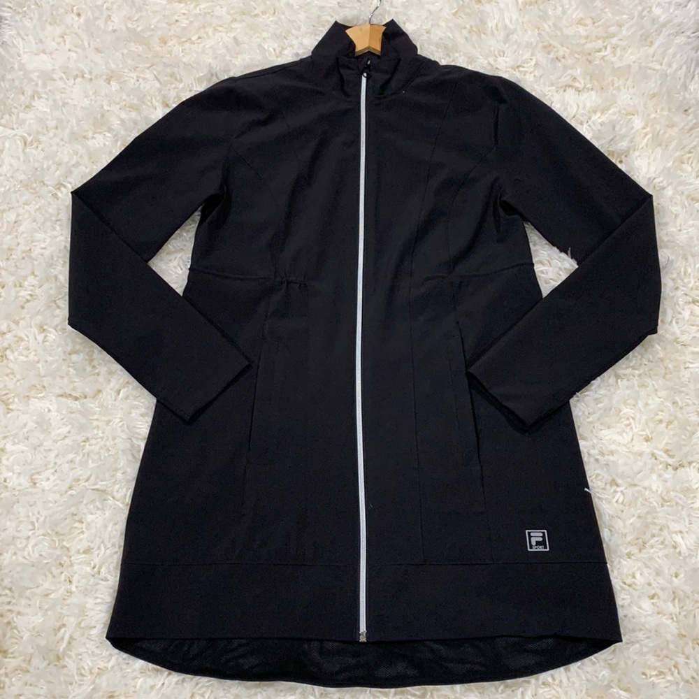 FILA WATER RESISTANT LONG TUNIC YOGA/RUNNING JACKET BLACK - SIZE XS